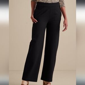 Soft Surroundings NWOT Soft Essential High Rise Ponte Wide Leg Pants Black Sz PL